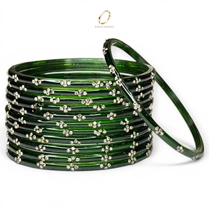 Pulseras de Cristal Kashmiri de Color Verde Esmeralda de Calidad de Exportación, Juego de Pulseras con Cristales en Forma de Gota de Lluvia para Mujer, para Bodas y Fiestas, Precio al por Mayor - Product Image 2