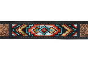 Collar de Perro de Cuero Hecho a Mano de Primera Calidad con Cuentas, Patrón Geométrico, Estilo Occidental, Cierre de Hebilla Acolchada, Uso en Todas las Estaciones, Resistente - Product Image 3