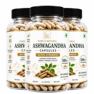 Cápsulas de Ashwagandha de Primera Calidad, 500 mg, Withania Somnifera Natural, Cápsulas Veganas para Hombres y Mujeres, Apoyo para la Energía y la Resistencia - Product Image 1