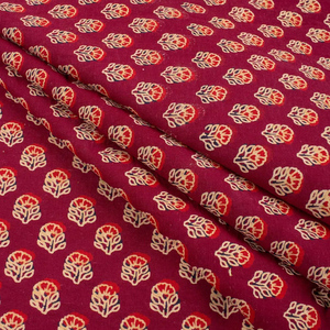 Indian Hand Block Printed Leaf Buti Cotton <b>Fabric</b> by Yard Premium Sanganeri Jaipur Textile for Dress Kurta Sewing - Product Image 3