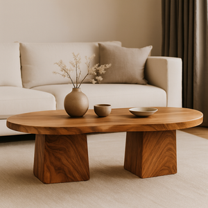 Luxali - Mesa de Centro Moderna de Madera Natural Sólida, Escultural, con Borde Natural, Hecha a Mano, Duradera y Ecológica, Muebles para Sala de Estar - Product Image 1