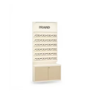 Modern Optical Back <b>Wall</b> <b>Display</b> Unit 7.6ft LED Wooden Eyewear Rack Retail Showroom Stand with Storage Cabinet Custom Colors - Product Image 1
