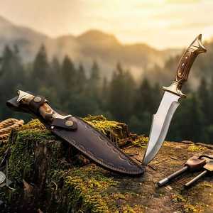 Cuchillos de caza de acero D2 hechos a mano, personalizados, de primera calidad, con mango de madera, para exteriores, de grado industrial, para acampar y supervivencia, con funda. - Product Image 6