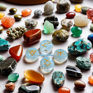 Ensemble de Reiki en quartz cristal de forme ovale, agate sculptée, gravure de chakra Feng Shui, artisanat en pierres semi-précieuses, guérison métaphysique - Product Image 4