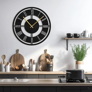 Horloge murale élégante en métal, décoration murale contemporaine en fer avec mouvement à quartz silencieux à prix avantageux - Product Image 5