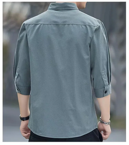 Men shirts Summer Men's clothing Short-Sleeved shirts & blouses Daily Solid Color <b>Stand</b>-Up Collar Casual Beach Style Male Shirt - Product Image 5