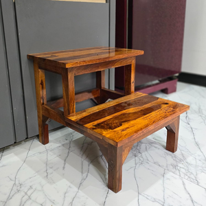 Escabeau de cuisine à 2 marches en bois, marchepied portable pour la maison, la cuisine, la salle de bain, la chambre - Product Image 6