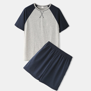 Men's Plus Size Short Sleeve Tee and Shorts <b>Set</b> Contrast Color Casual Lounge <b>Set</b> Breathable <b>Knitted</b> Summer Wear - Product Image 1