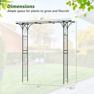 Arche de jardin en métal de 81 pouces, auvent et pergola pour plantes grimpantes - Product Image 4
