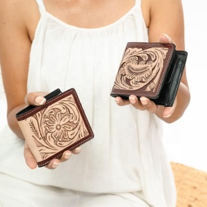Best Seller Handmade Cowboy Genuine Leather Floral Hand Tooled Western Men's <b>Wallet</b> With Hand Carved Latest Men Luxury <b>Wallet</b> - Product Image 1