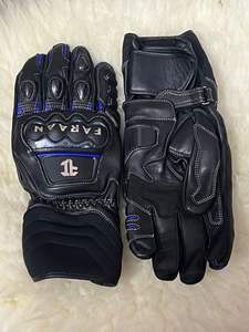 Gants de moto en cuir pour course, en stock, avec protection intégrale des poignets et des phalanges, pour la conduite sur circuit. - Product Image 4