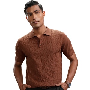 2026 hombres medio botón verano Color sólido tejido para Polo logotipo personalizado Slim Fit media manga Golf pulóver suéter hecho Terry - Product Image 1