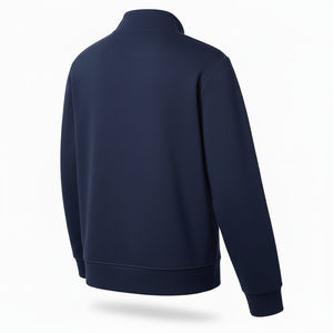 Sudadera deportiva casual de invierno para hombre con media cremallera, cuello alto, color liso, tejido grueso de doble capa, ecológica y a la moda - Product Image 4