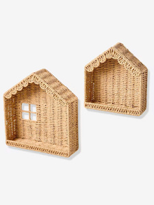 Set of House-Shaped Paper Rope <b>Wall</b> Shelves, Handwoven Wicker <b>Wall</b> Hanging Storage Shelf for Kids Room <b>Decor</b> and Toy Display - Product Image 3