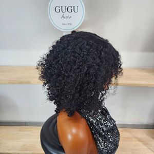 Pelucas sin pegamento con encaje transparente para mujeres negras, cabello humano virgen vietnamita de 12 pulgadas, rizado natural birmano, pelucas con cierre 5x5 - Product Image 4
