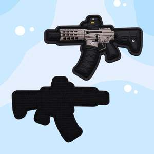 Parches de PVC personalizados con relieve, en forma de corazón, flor y pistola, para coser o pegar en bolsos y sombreros, ecológicos, sostenibles, 3D - Product Image 1