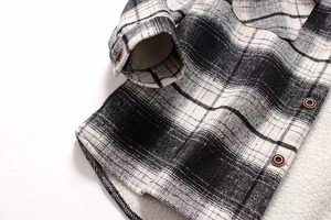 High Quality Thick Canvas Plaid Stand Collar Streetwear <b>Jacket</b> Long Sleeve Warm Unisex - Product Image 3