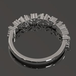 Elegante anillo de boda de diamantes, anillo de boda de oro macizo con moissanita para mujer, banda a juego, anillo de media eternidad, banda de moissanita, R - Product Image 5