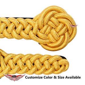 KEW High Customized Quality Vintage Eco-Friendly Embroidered Yellow Mylar Thread <b>Braided</b> Epaulettes Elegant Garment <b>Accessory</b> - Product Image 2