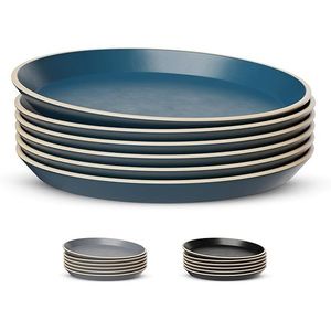 KooK 7.5 Inch Stoneware <b>Dinnerware</b> Set Ceramic Kitchen Plates Microwave & Dishwasher Safe with High Edge Dinner Plate Collection - Product Image 1