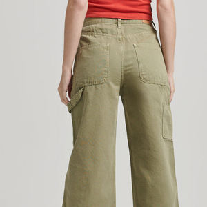 Pantalones Vaqueros de Pierna Recta de Corte Regular Personalizados, Precio al por Mayor, Estilo de Moda, Pantalones Vaqueros Cargo de Cintura Alta para Mujer - Product Image 3