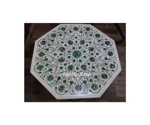Fabricant et exportateur de tableaux de table octogonaux en marbre noir Pietra Dura, les plus beaux et de la meilleure qualité, pour hôtels. - Product Image 3