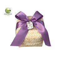 Boîte cadeau en bambou tissé, panier de présentation de bonbons, décoration de table de mariage, boîte d'emballage, logo personnalisé
