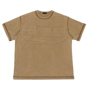Camiseta Casual de Algodón 100% para Hombre, Cuello Redondo, Corte Regular, Estilo Vintage Lavado, Costuras Invertidas, Hombros Caídos, Manga Corta - Product Image 5