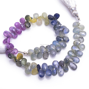 Saphir naturel multicolore facetté en forme de poire, pierre précieuse de qualité supérieure, perles lâches faites à la main, certifiées par un tiers pour la fabrication de bijoux - Product Image 1