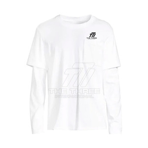 เสื้อยืดผู้ชายสองชั้น MOQ ต่ำ เสื้อยืดผู้ชายสองชั้นสำหรับใส่หน้าร้อน เสื้อยืดผู้ชายสองชั้นพิมพ์โลโก้ตามสั่ง - Product Image 5