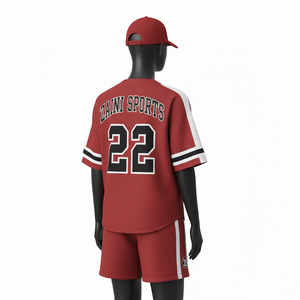 ชุดเบสบอลหญิง ผ้าโพลีเอสเตอร์เนื้อนุ่ม ระบายอากาศได้ดี 150 GSM ซับเหงื่อ สีแดงขาว แถบข้าง ปักโลโก้ตามสั่ง ชุดสำหรับผู้หญิง - Product Image 5