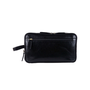 Leather Toiletry <b>Bag</b> Rectangle Shape Minimalist Style Portable <b>Storage</b> <b>Bag</b> for Travel Use Black Color - Product Image 5