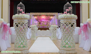 Soportes de vela de Metal para boda, candelabro de cristal de lujo para pasarela, evento de recepción, decoración de pasarela - Product Image 6