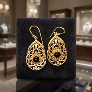 Pendientes de Latón con Ónix Negro, Hechos a Mano, con Piedras Preciosas, Estilo Vintage Boho, Joyería al por Mayor, Accesorios de Moda - Product Image 6