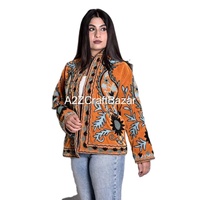 Jaket musim dingin pendek wanita penjualan terbaik buatan tangan Suzani bordir beludru quilt ukuran bebas XL mantel katun