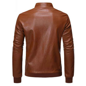 Chaqueta de Cuero Genuino para Hombre, Corte Ajustado, Invierno, Talla Personalizada, Cuello Alto, Logotipo Frontal, Transpirable, Estilo Urbano - Product Image 2
