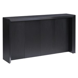 Console moderne en fer noir avec design convertible miroir, texture cannelée verticale, bloc minimaliste pour salon et entrée - Product Image 1