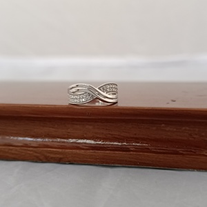 Namivaa 925 Sterling Silver <b>Cocktail</b> <b>Ring</b> Wave Design Diamond Classic Elegant Minimalist Women's Daily Wear Wedding Anniversary - Product Image 3