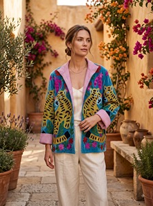 <b>Women</b> Vintage <b>Velvet</b> Embroidered Boho <b>Jacket</b> Kashmiri Suzani Floral Quilted Cotton Eco-Friendly Handmade Open Front Winter - Product Image 2