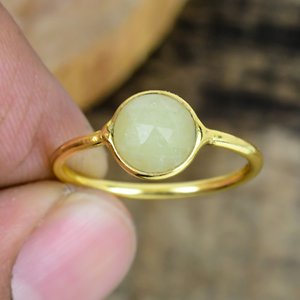 Natural Yellow Kyanite 5mm Round Gemstone <b>Ring</b> 18k Gold Micron Over 925 Sterling <b>Silver</b> - Product Image 3