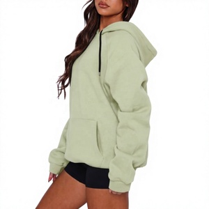 Sweat-shirt à capuche surdimensionné pour femme, en molleton de coton lourd, couleur unie violet, à manches longues, vente en gros - Product Image 5