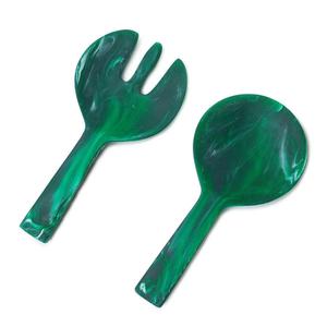 Ensemble cuillère et fourchette de service en résine marbrée orange coucher de soleil, faits à la main, brillants, pour la table de cuisine - Product Image 4
