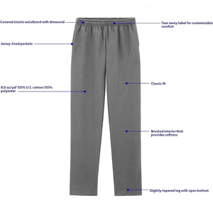 Black Cotton Sweatpants Elastic Waist <b>Drawstring</b> Casual Jogging Pants with Side Pockets Midweight Knitted Fit - Product Image 4