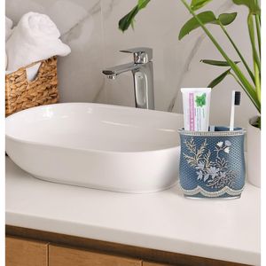 Set di Accessori Bagno Moderno Classico 4 Pezzi Capri: Dispenser Sapone, Bicchiere e Portaspazzolino con Portasapone - Product Image 6