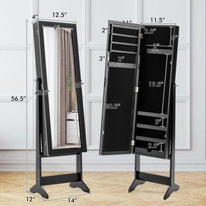 Armoire à bijoux miroir sur pied avec rangement pour coiffeuses - Product Image 5