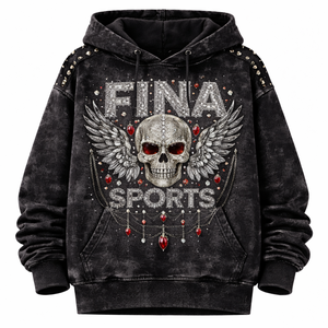 Hoodie Oversize de Luxe Écologique Streetwear Hiver, Effet Délavé Acide, Orné de Strass et Pierres Précieuses - Product Image 1