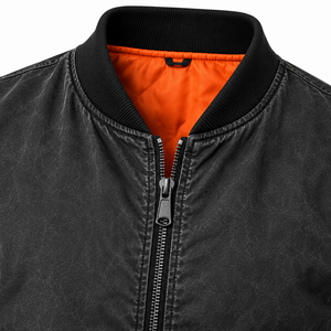 Men's Black Letterman Jacket <b>Covered</b> <b>Button</b> Closure Windproof Quick Dry Eco-Friendly Breathable Casual Outerwear 100% Polyester - Product Image 3