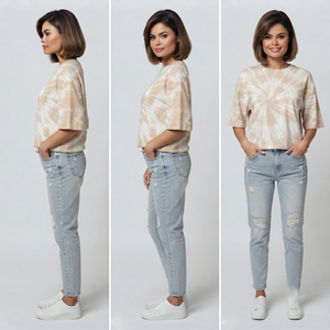 เสื้อยืดผู้หญิงทรงหลวม สีซีดจาง สไตล์ลำลอง ผ้าฝ้าย คอวี แขนสั้น ทรงหลวม ใส่สบาย เหมาะกับฤดูใบไม้ผลิและฤดูร้อน - Product Image 6