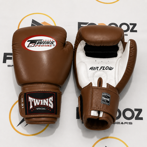 Gants de boxe Twins Air Flow Muay Thai jaunes et blancs, toutes couleurs et tailles disponibles, en cuir de vachette véritable, personnalisés, pour le sparring. - Product Image 5