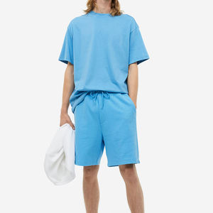 Shorts pour hommes de couleur bleu ciel uni, coupe élégante, avec cordon de serrage, tissu léger, coupe régulière, OEM ODM - Product Image 3